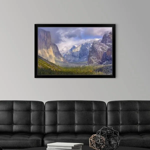 The Tunnel View Yosemite National Park, California, Black Framed Wall Art, 36x24, Great Big Canvas