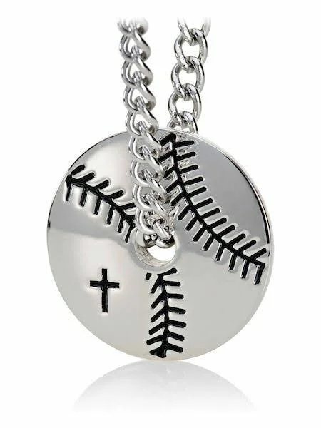 Women's Stainless Steel Softball Pendant Necklace-Phil 4:13
