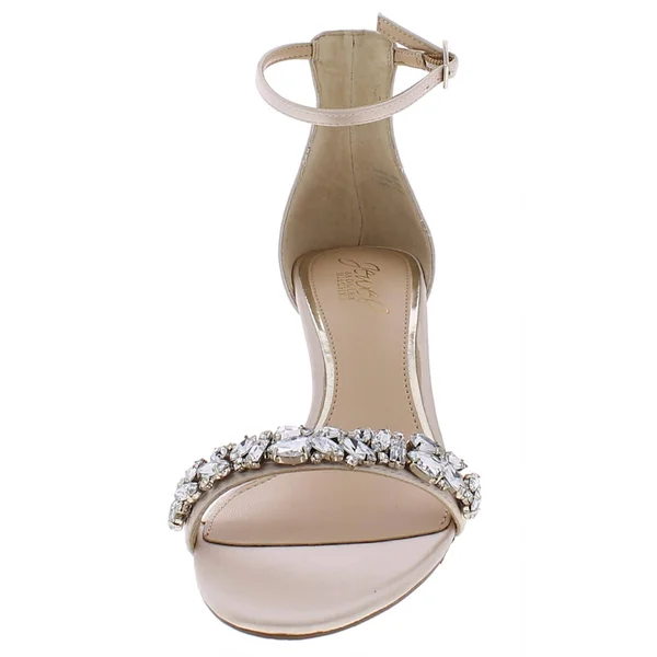 Jewel Badgley Mischka Dash Kitten-Heel Evening Sandals - Gold