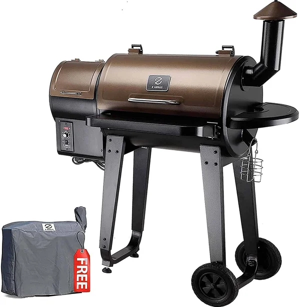 Z Grills Zpg-450a 2021 Upgrade Wood Pellet Grill & Smoker 8 in 1 BBQ Grill Auto Temperature Control - 450 Sq in Bronze