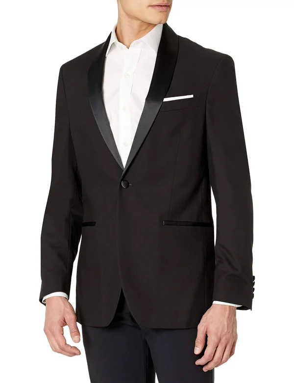 Kenneth Cole Men's Shawl Collar Tuxedo Jacket - 084Black - 48 Average
