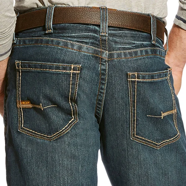 Ariat Men's Rebar M5 Slim DuraStretch Edge Stackable Straight Leg Jeans, 10016222, Ironside