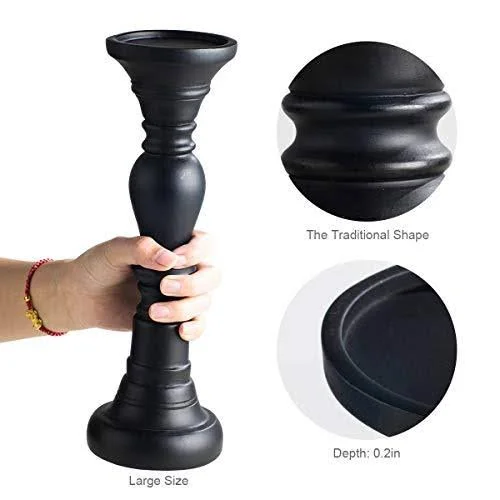 Sunface Resin Pillar Candle Holders Set of 3-7.9