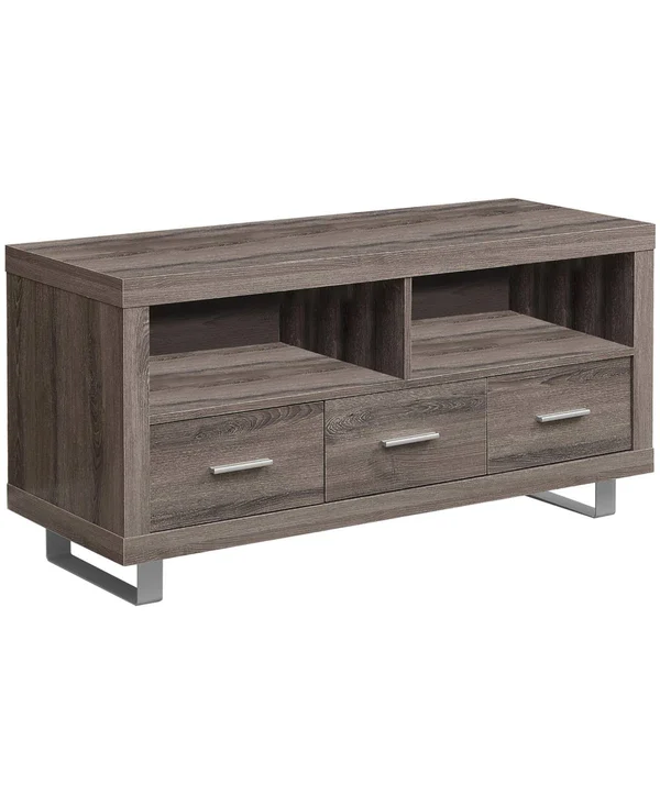 Monarch Specialties 48x22 TV Stand - Dark Taupe with 3 Drawers