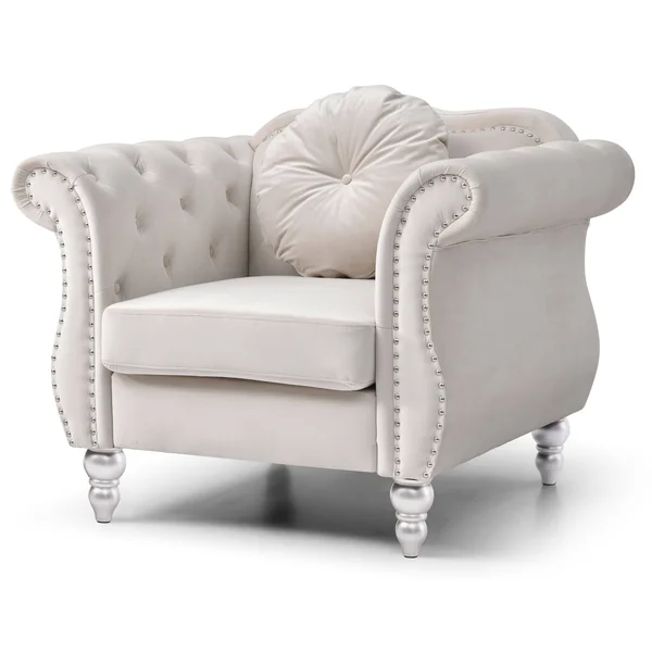 Glory Furniture Hollywood Velvet Chair in Dark Gray