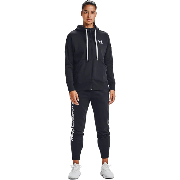 Under Armour Women's Rival Fleece Full Zip Hoodie - Black - White