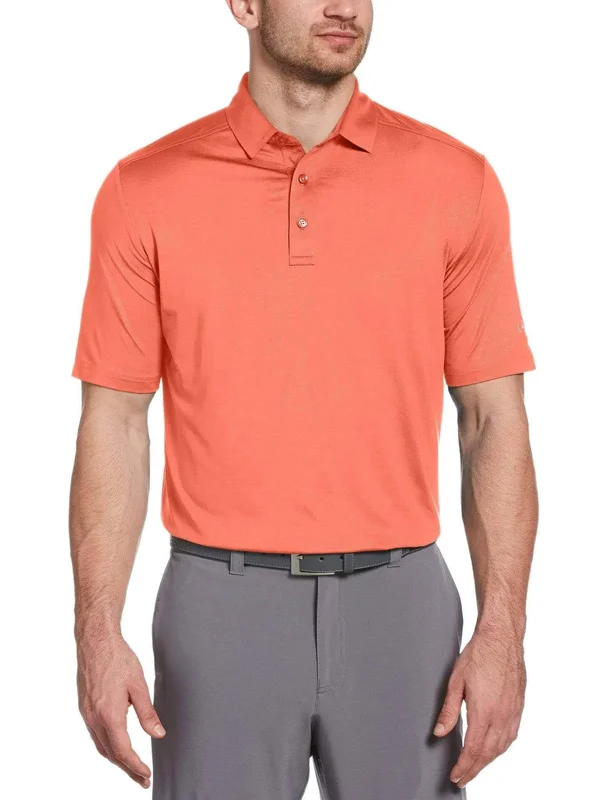 Callaway Men's Cooling Micro Hex Polo Shirt, Dubarry Orange, Size Small, Polyester/Spandex