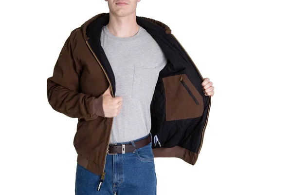 Berne Men's Olive Duck Highland Washed Cotton Duck Hooded Jacket