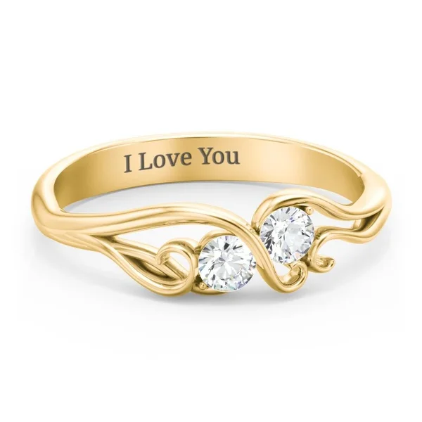 14K Yellow Gold Swirl of Style Birthstone Ring with Cubic Zirconia Stones
