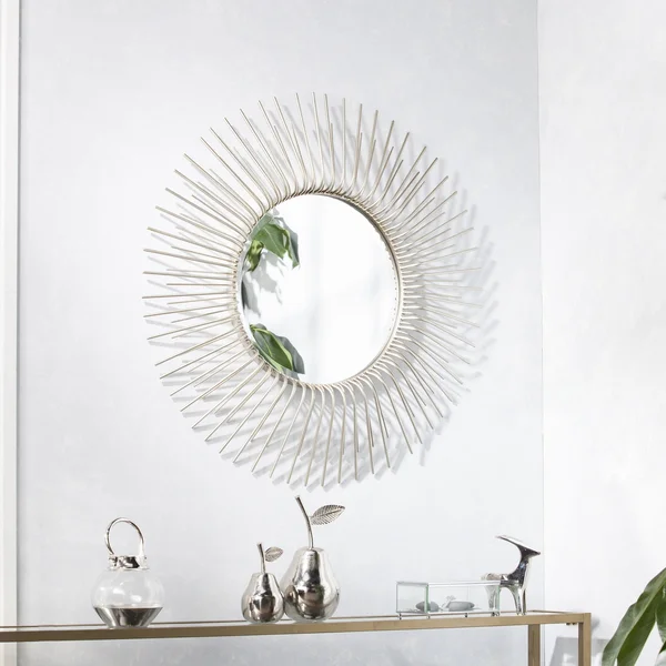 Silver Orchid Nansen Round Oversized Sunburst Wall Mirror - Champagne - OS8636SW