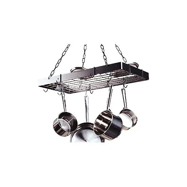 Rogar Gourmet Rectangle Pot Rack with Grid - Hammered Copper & Black