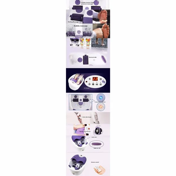 All in One Foot Spa Bath Massager W Motorized Rolling Massage Heat Wave O2
