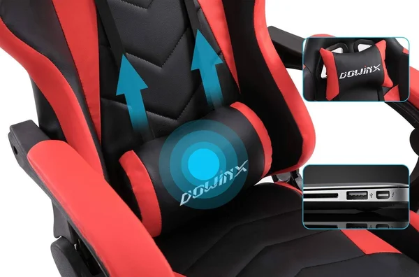 Dowinx Gaming Chair Ergonomic Racing Style Recliner with Massage Lumbar Support - Office Armchair for Computer PU Leather E-Sport