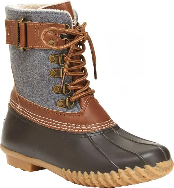 JBU by Jambu Women's Calgary Duck Boot - Grey Felt/Brown 7.5
