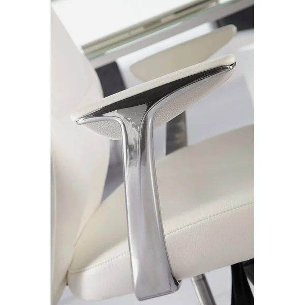 25.50x22 x 27x22 x 42.75x22 Low Back Office Chair in White with Polished Aluminum Base