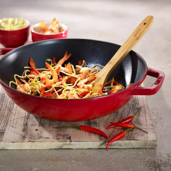 Staub - Large Wok with Glass Lid - Cherry