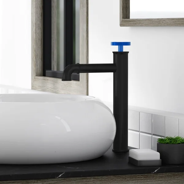 Avallon 12 Single Handle - Bathroom Faucet in Matte Black - Blue