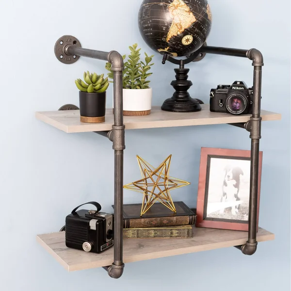 2 -Tier Wall Mounted Shelf by Pipe Decor
