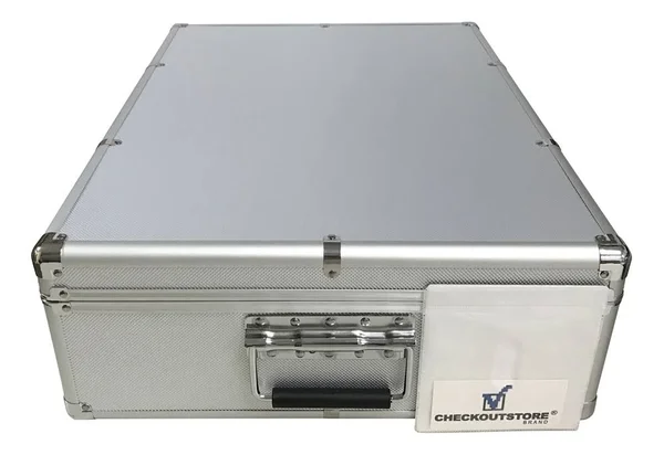 CheckOutStore Aluminum CD/DVD Storage Box (Holds 1000 Discs) Silver - 580 mm x 420 mm x 164 mm