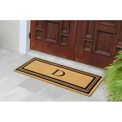 Agretha Coir Double Monogrammed 58 in. x 24 in. Non-Slip Outdoor Door Mat Gracie Oaks Letter: D