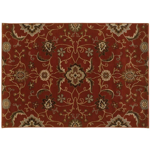 StyleHaven Cadence Floral Rug, Red, 6.5X9.5 ft