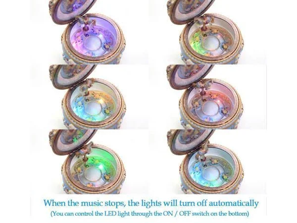 Amperer Classical Carousel Horse Music Box LED Lights Twinkling Resin Carved Collectible Mechanical Musical Box with Sankyo 18-N