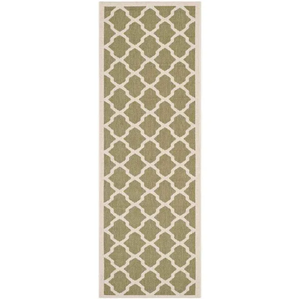 Safavieh Courtyard Green & Beige 5&-3x22 x 7&-7x22 Indoor/Outdoor Rug