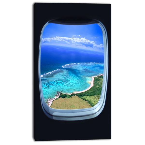 Designart Ocean View from Window Seascape Photo Canvas Art Print - 20x22 x 40