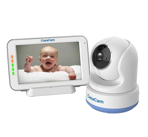 CasaCam BM200 Video Baby Monitor with 5x22 Touchscreen and HD Pan & Tilt Camera, Two Way Audio, lullabies, Nightlight, Autom