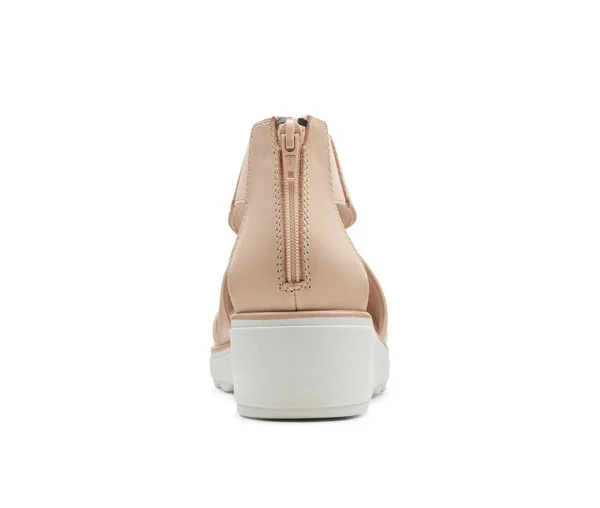 Clarks Jillian Rise Womens Leather Criss-Cross Wedge Sandals - Blush
