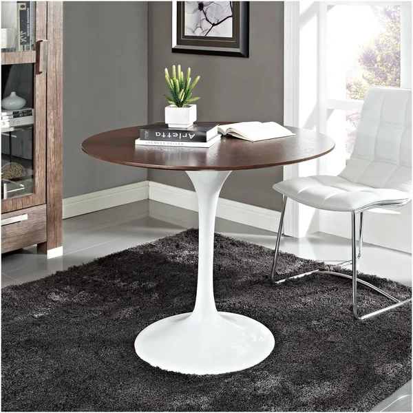 Modway Lippa 36x22 Walnut Dining Table - White