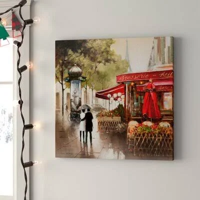 Paris in The Rain - Wrapped Canvas Painting Print Andover Mills Size: 32x22 H x 32x22 W x 1.5x22 D