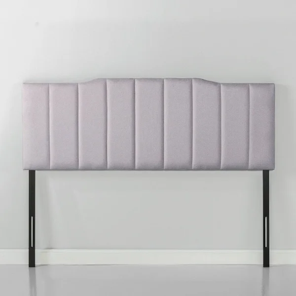 Priage Upholstered Channel Stitched Headboard-Super Light Grey (Queen)