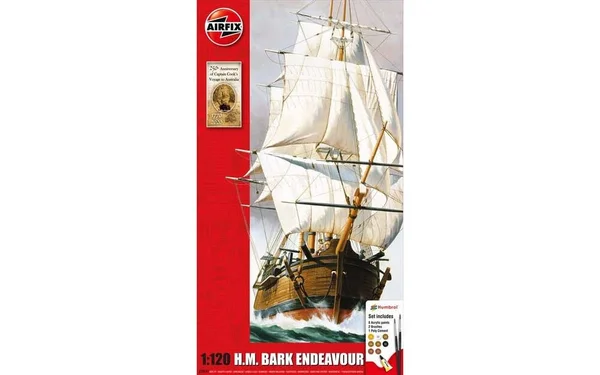 Airfix Model Kit Endeavor Bark and Captain Cook 250th Anniversary- 1:1