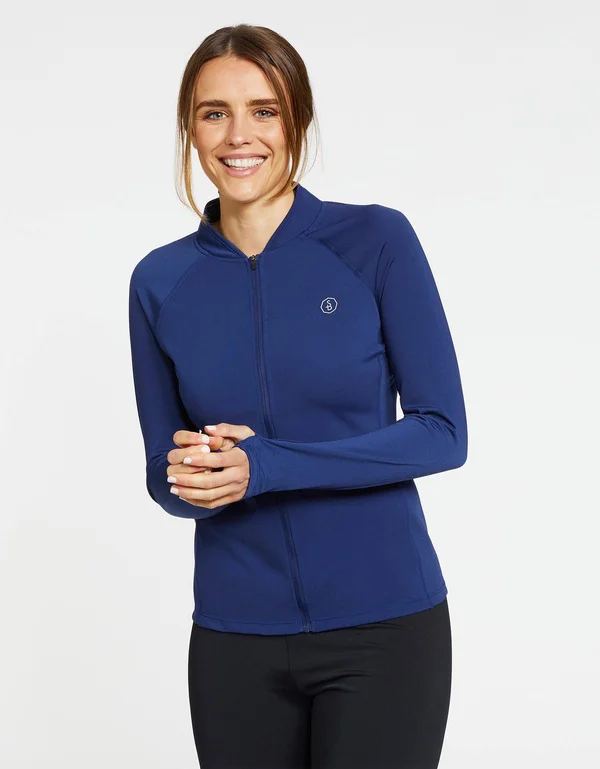 Sun Protective Long Sleeve Zip Top for Women UPF50+ - UV Protection Black