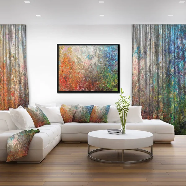 Designart ' Board Stained Abstract Art ' Abstract Framed Canvas Art Print, Size: 34 inch x 18 inch