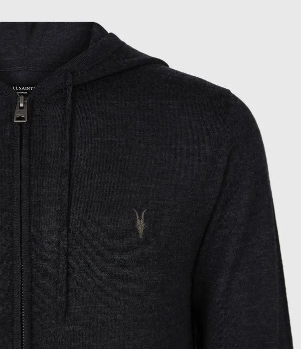 Men's Allsaints Mode Slim Fit Merino Wool Zip Hoodie