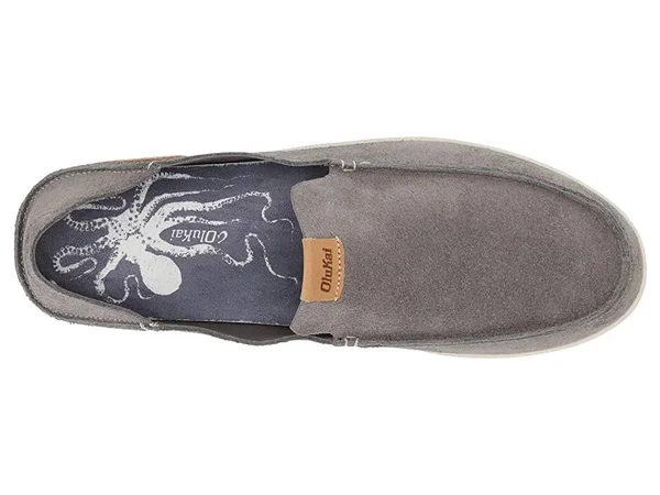 Olukai Nalukai Kala Men's Leather Slip on Shoes Fog, Bone - 7