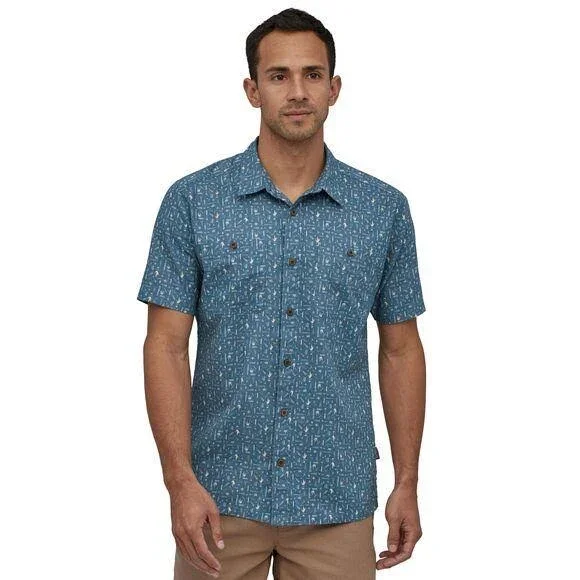 Patagonia Men's Back Step Shirt Ikat Net: Palo Green, XXL