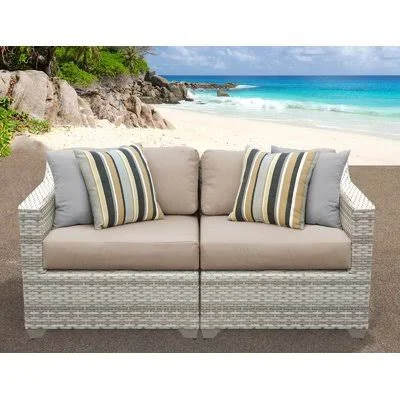 Rosecliff Heights Ansonia Patio Loveseat with Cushions Cushion Color: Wheat