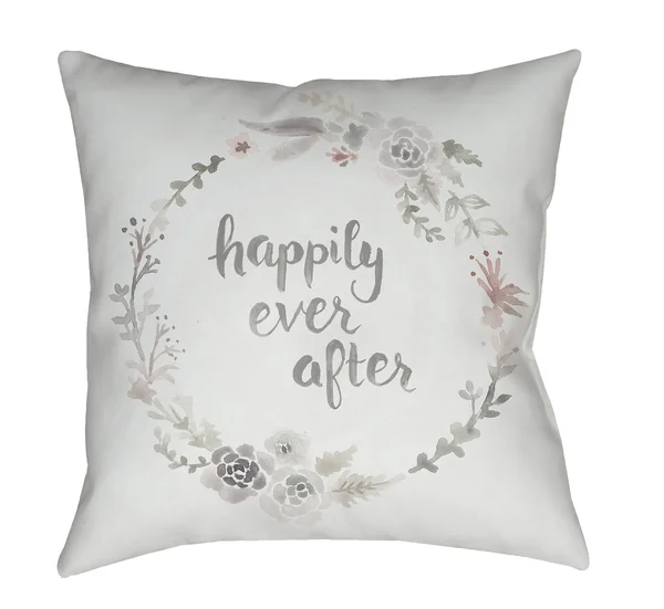20x22 Gray and Black Floral Happily Ever After Printed Square Throw Pillow Cover