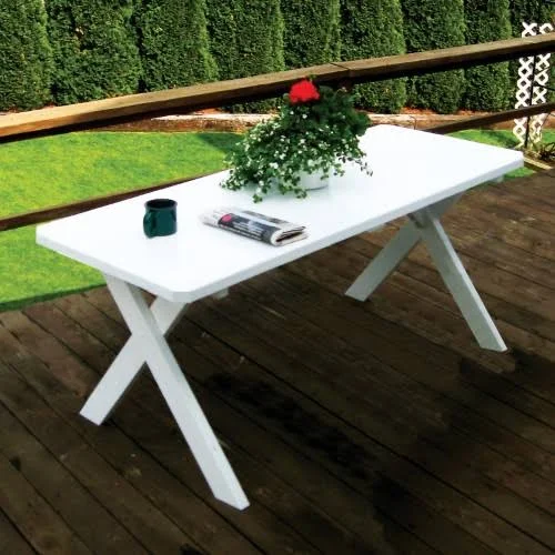 A & L Furniture Yellow Pine Cross Legged Picnic Table Dark Green