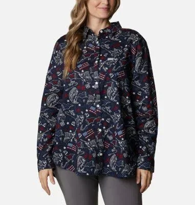 Columbia Women's PFG Sun Drifter II Long Sleeve Fishing Shirt - M - Blueprints