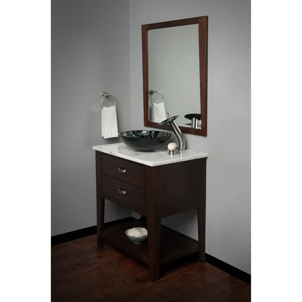 Novatto Tartaruga Glass Vessel Bathroom Sink Set - Brushed Nickel