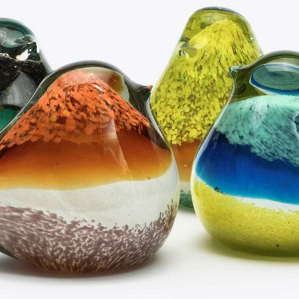 Yellow & Blue - Mediterranean Glass Bird Desktop Sculpture