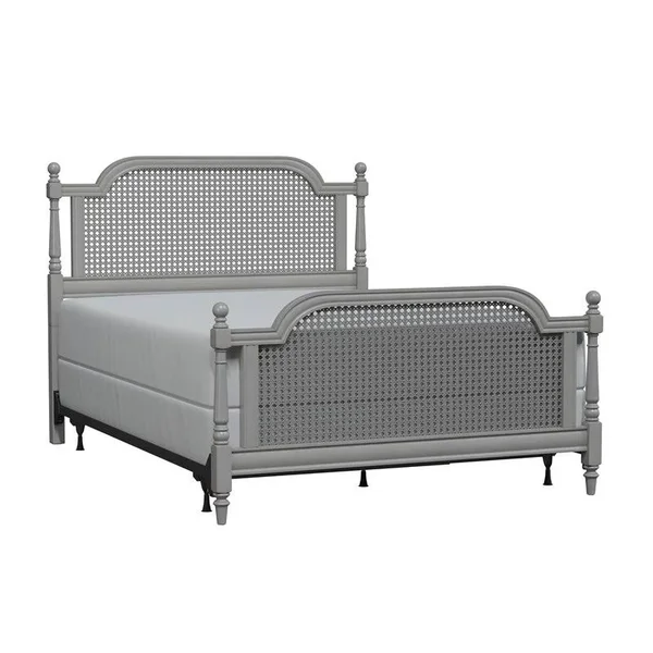 Hillsdale Furniture Melanie Wood and Cane Bed, French Gray (Queen)