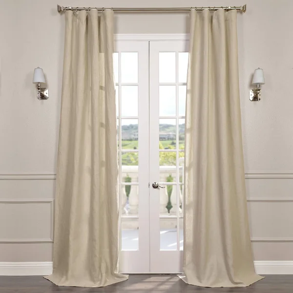 Exclusive Fabrics Signature French Linen Sheer Curtain PANEL, Birch 96-Inch