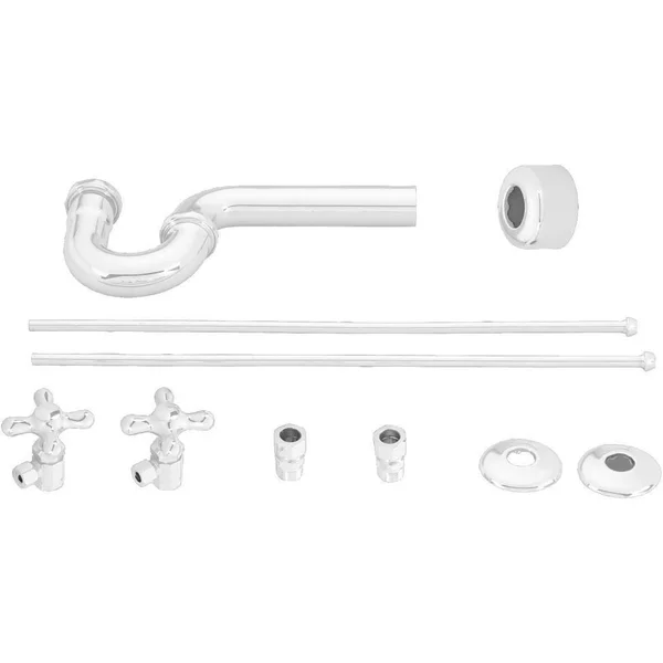 Westbrass D1838L-07 Traditional Pedestal Lavatory Kit - Cross Handles - Satin Nickel
