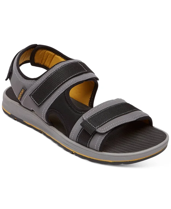 Rockport Mens Lucky Bay Sport 3 Strap Sandal - Size 8.5 W - Grey