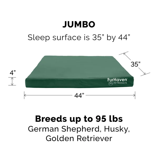 FurHaven Deluxe Mattress Dog Bed - Indoor/Outdoor Oxford Cooling Gel Foam - Forest, Jumbo